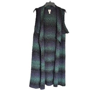 Chico’s Rowan purple Mermaidcore Waterfall open sleeveless textured cardigan Med